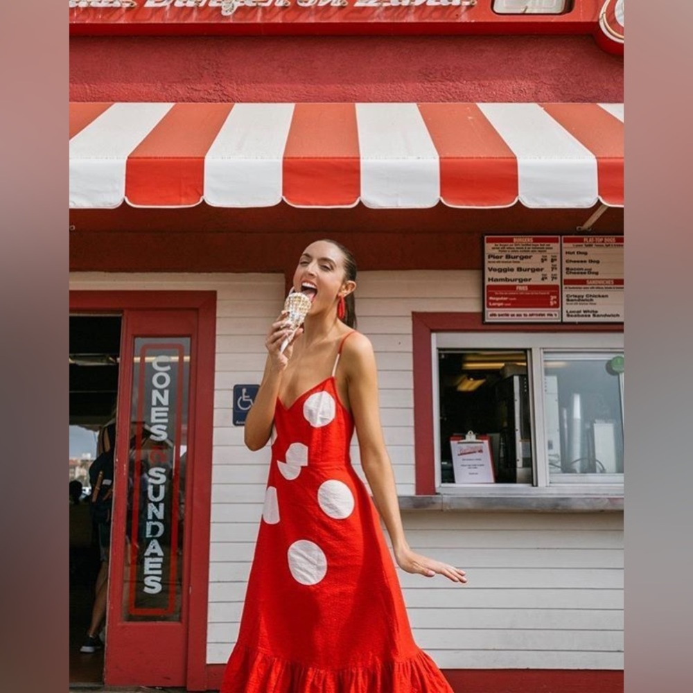 Anthropologie Size 0 Red polka dot dress